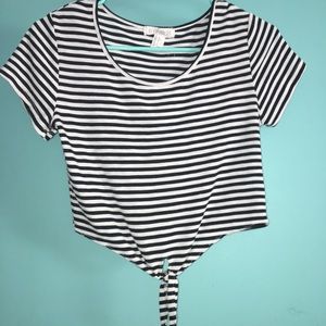 Black and white striped crop top
